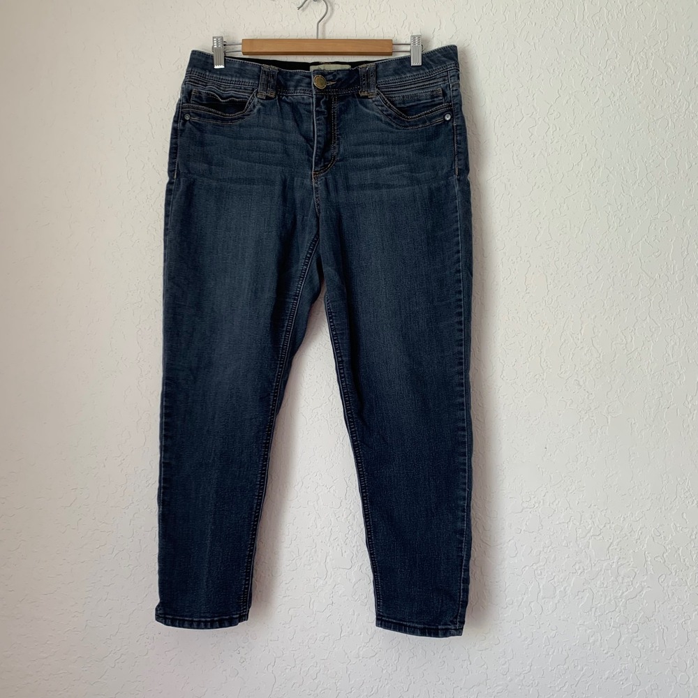 Democracy  Jeans Women 12 Dark Blue Ankle Crop Ab Solution Tummy Control Denim